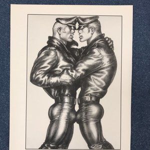 Art Page/Print from TOM of FINLAND Art Book Retrospective#2 1989 Leather Daddies